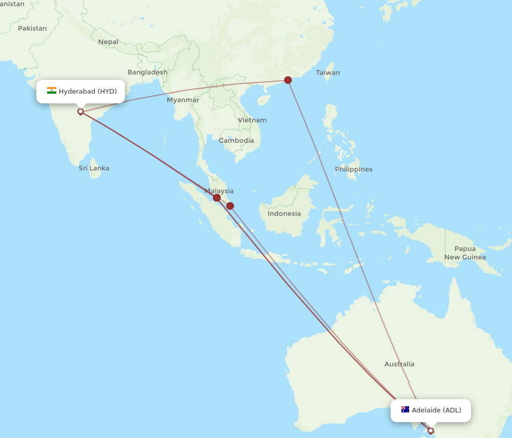 ADL-HYD flight routes