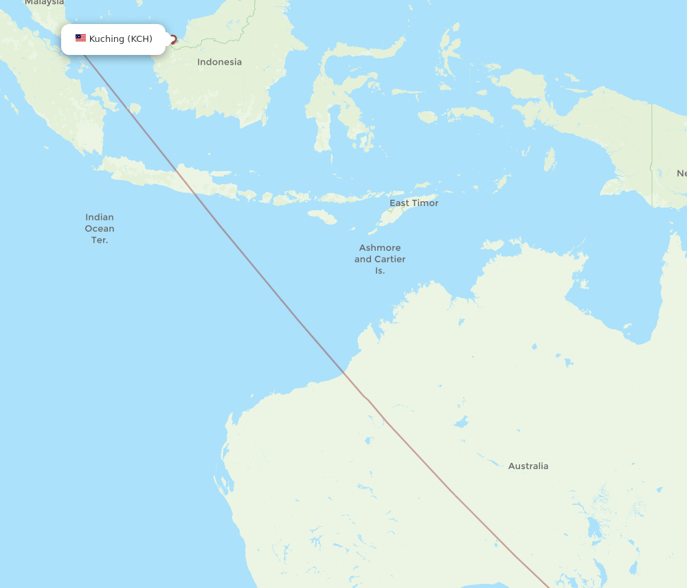 ADL-KCH flight routes