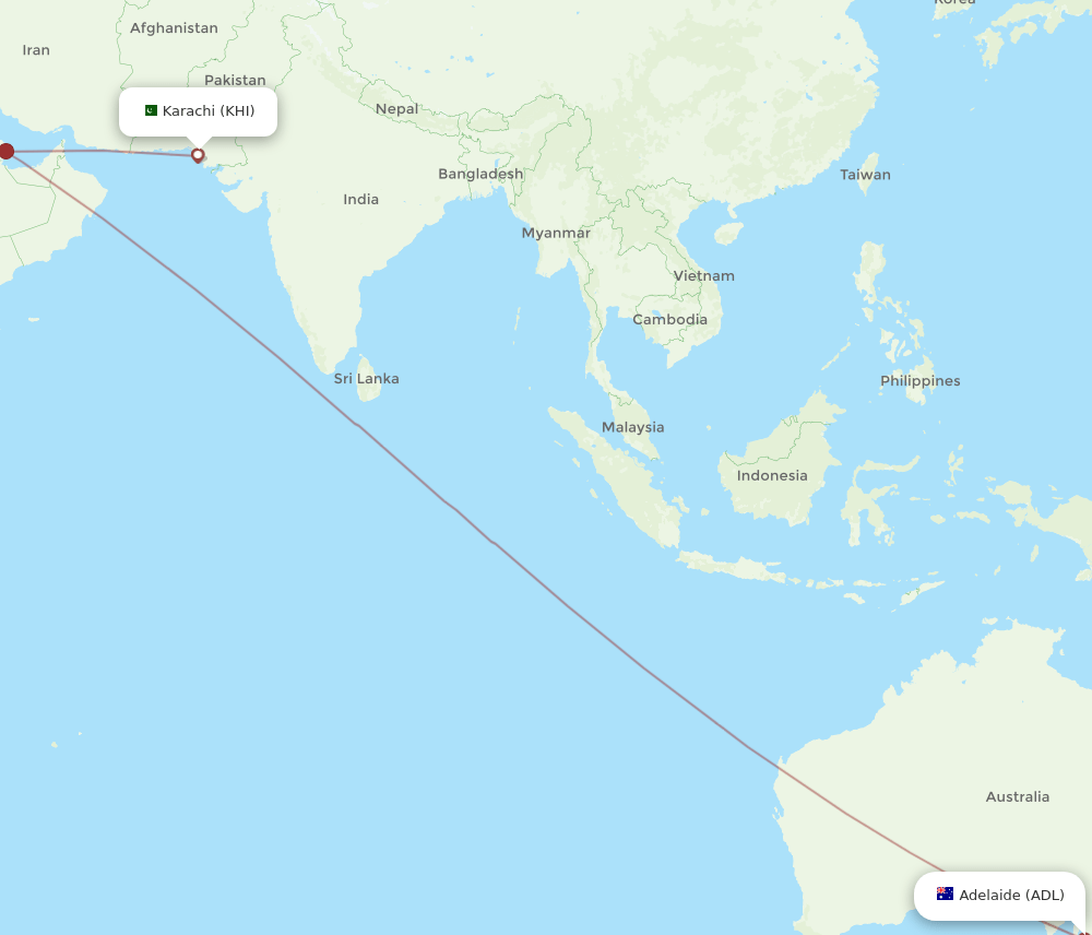 ADL-KHI flight routes
