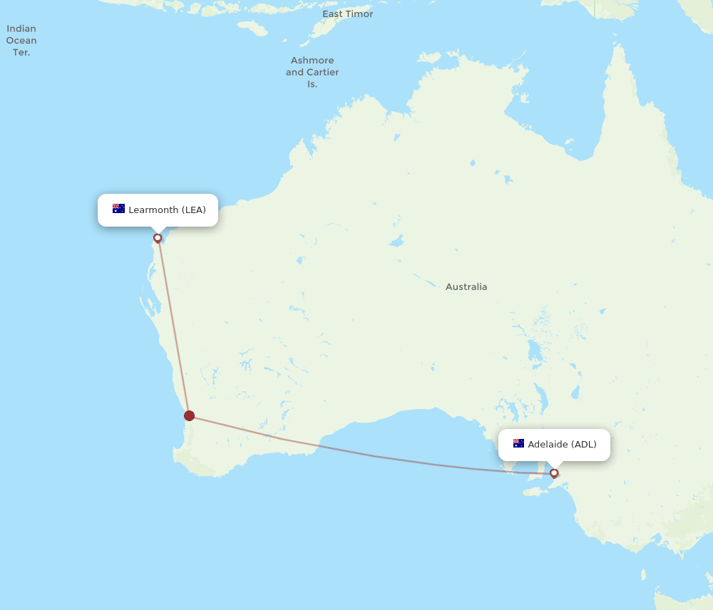 ADL-LEA flight routes