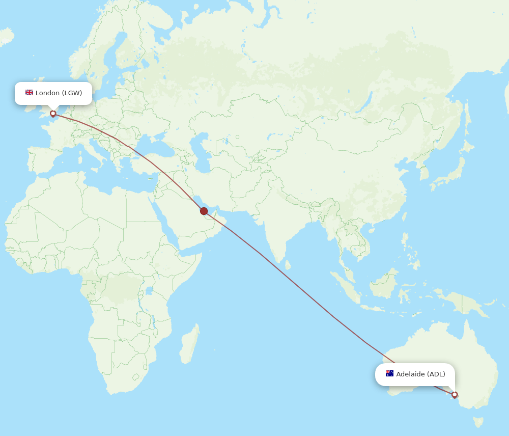 ADL-LGW flight routes