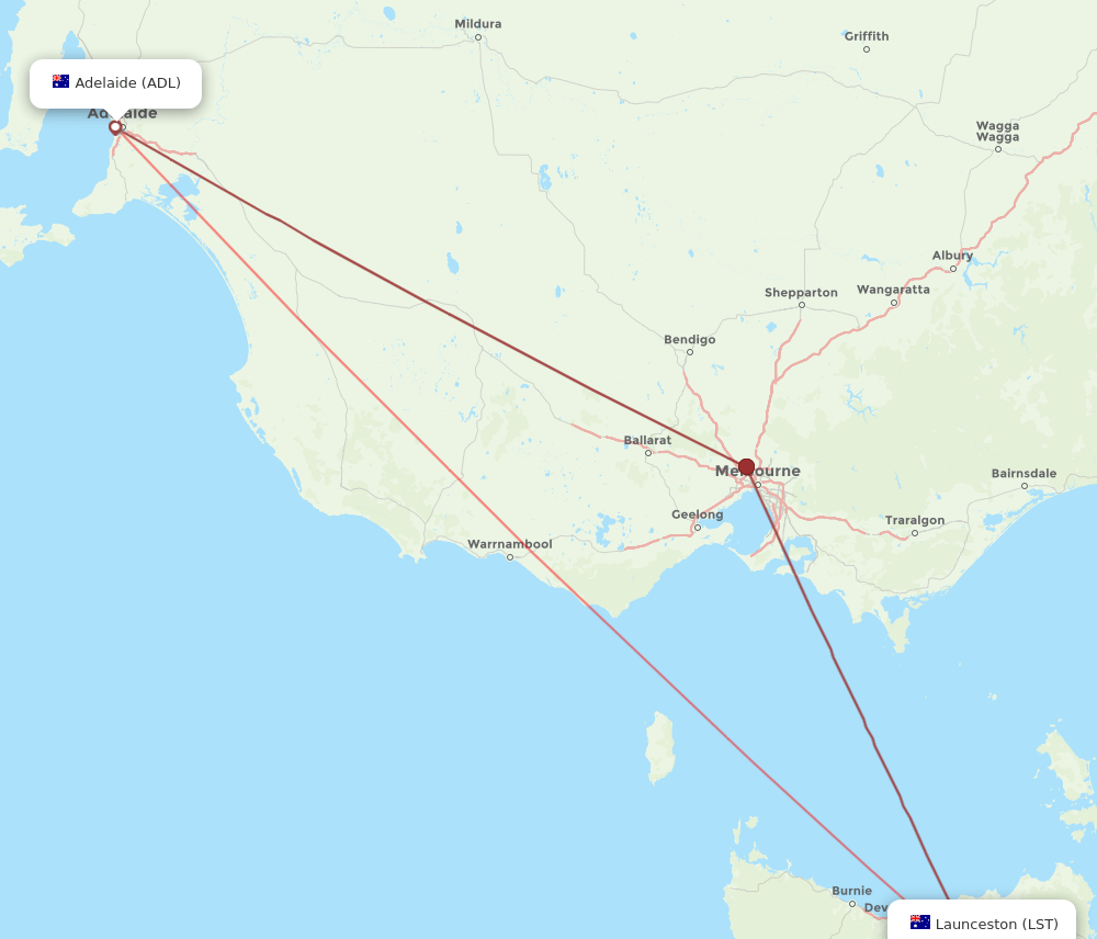 ADL-LST flight routes
