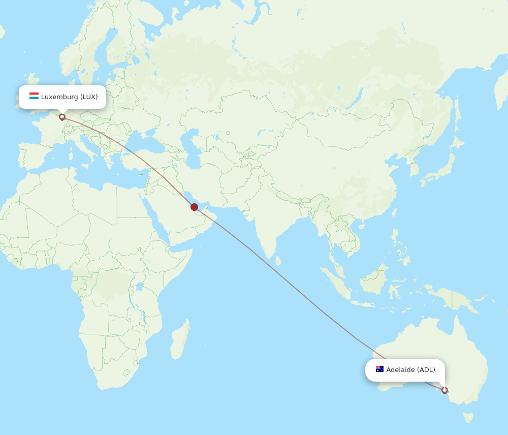ADL to LUX flights and routes map