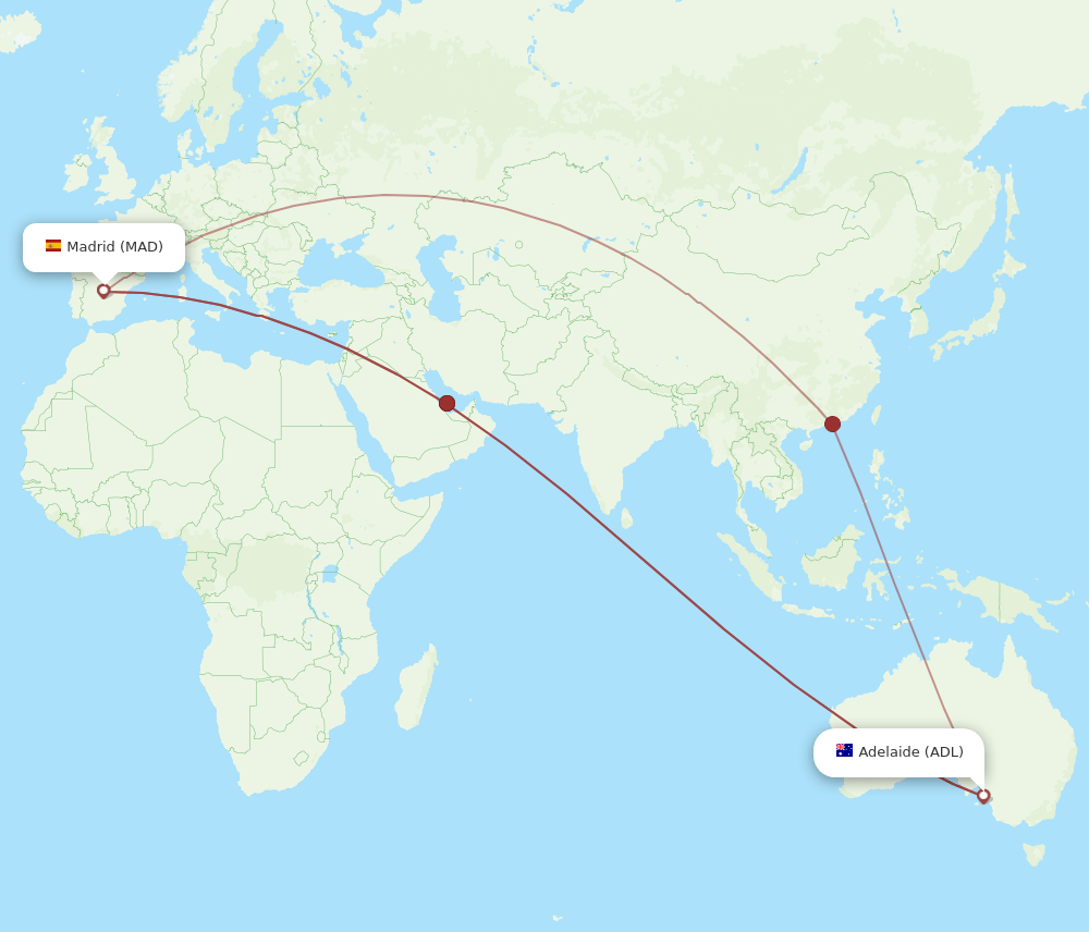 ADL-MAD flight routes