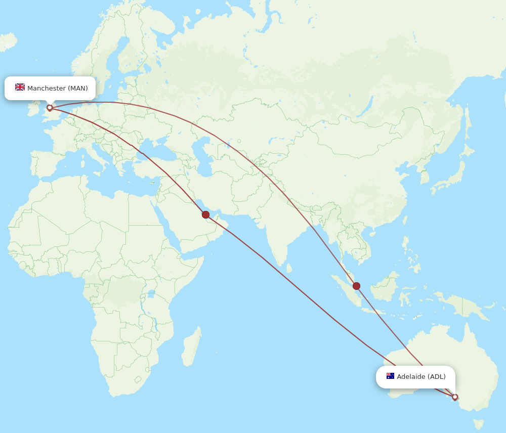 ADL-MAN flight routes