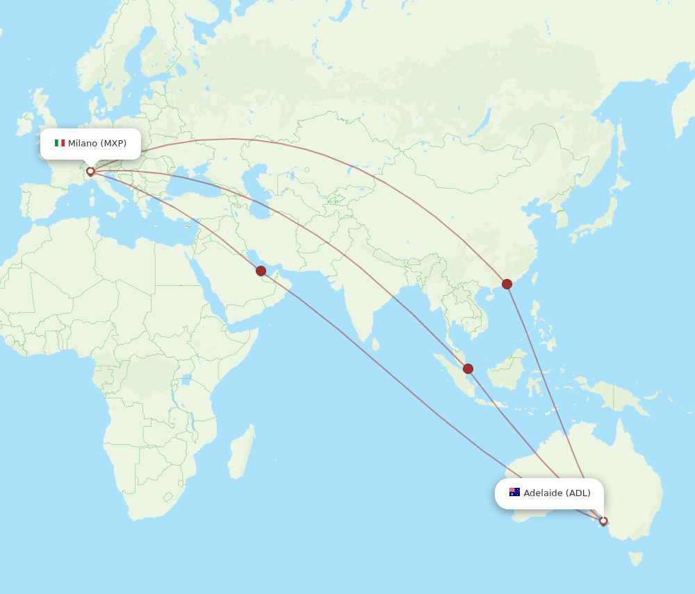 ADL-MXP flight routes