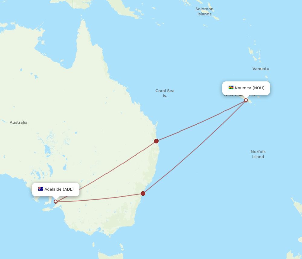 ADL-NOU flight routes
