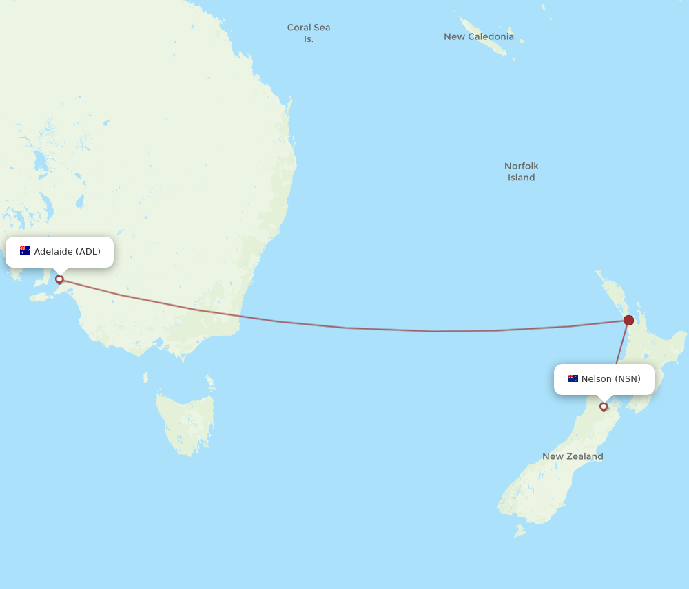 ADL to NSN flights and routes map