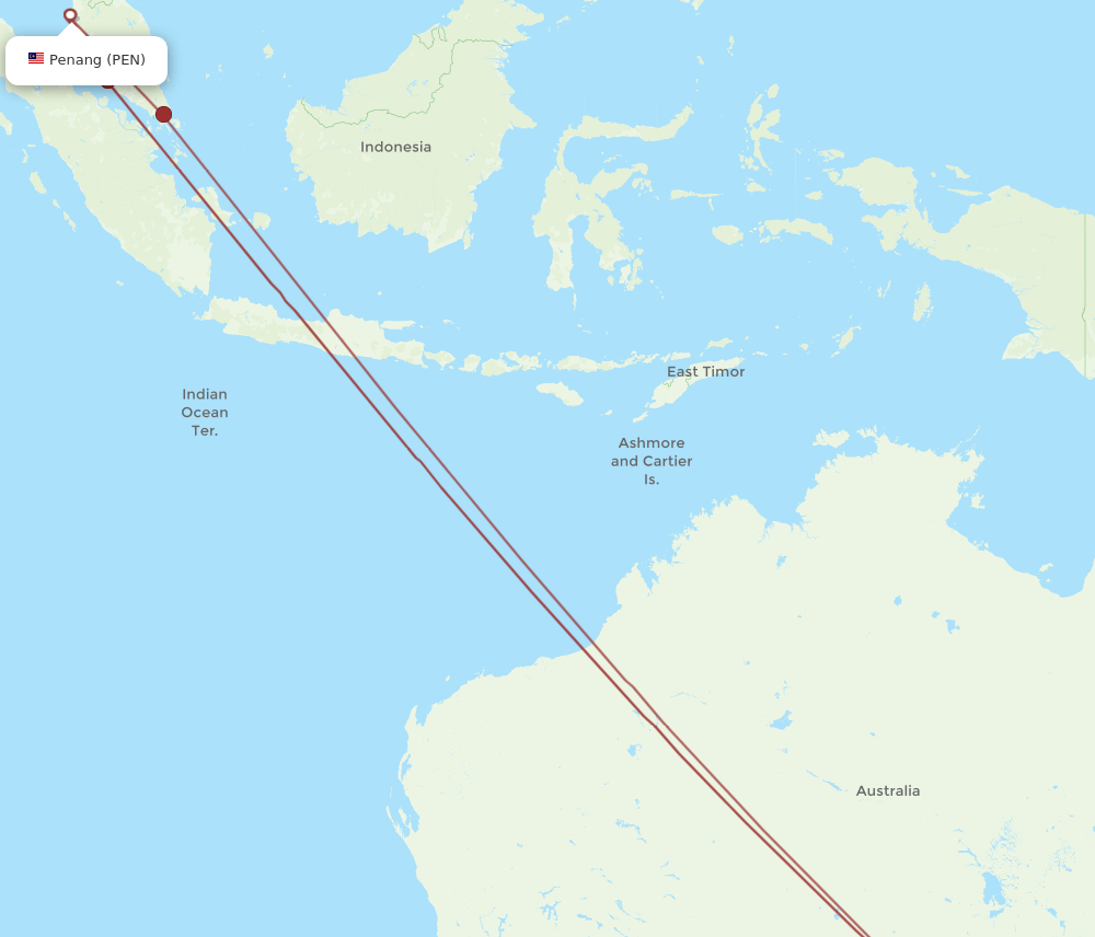 ADL to PEN flights and routes map
