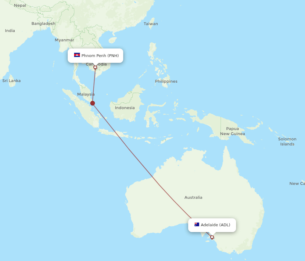 ADL-PNH flight routes