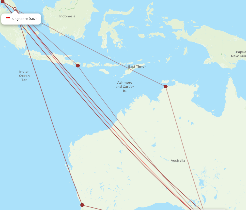 ADL to SIN flights and routes map