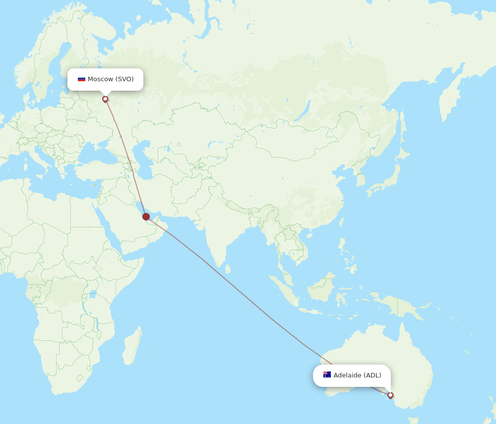 ADL-SVO flight routes