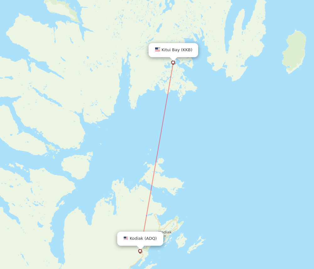 Kodiak - Kitui Bay route map and flight paths
