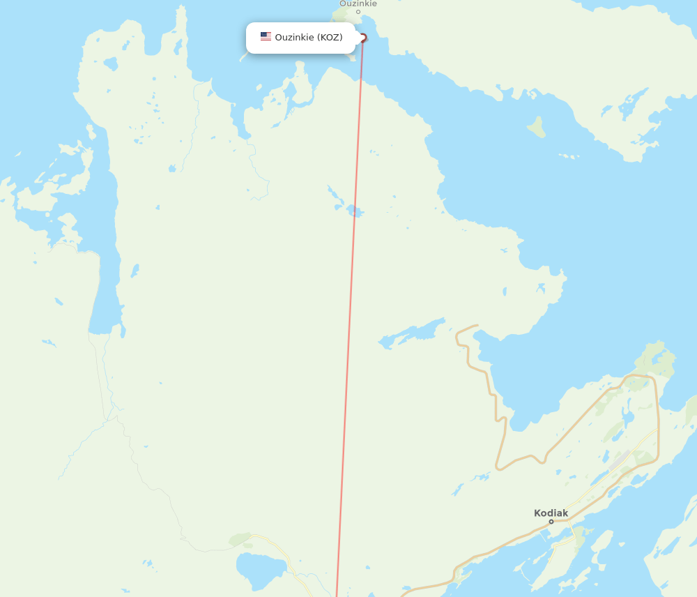 Kodiak - Ouzinkie route map and flight paths