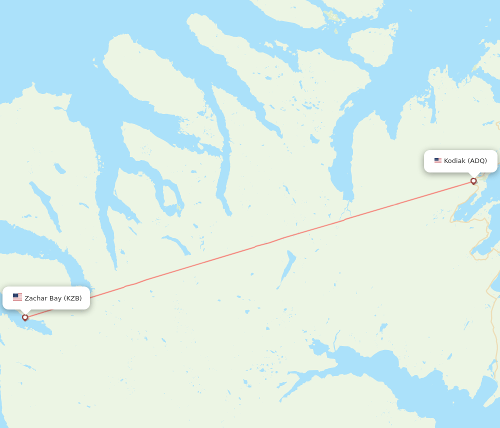 Kodiak - Zachar Bay route map and flight paths