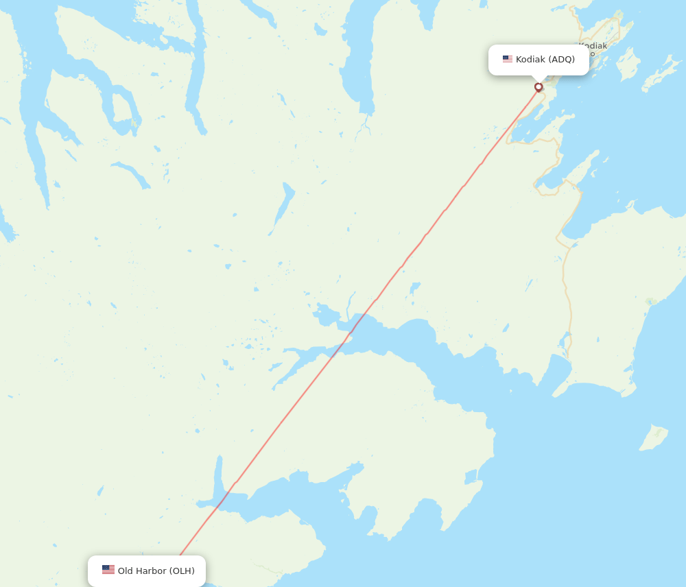 Kodiak - Old Harbor route map and flight paths