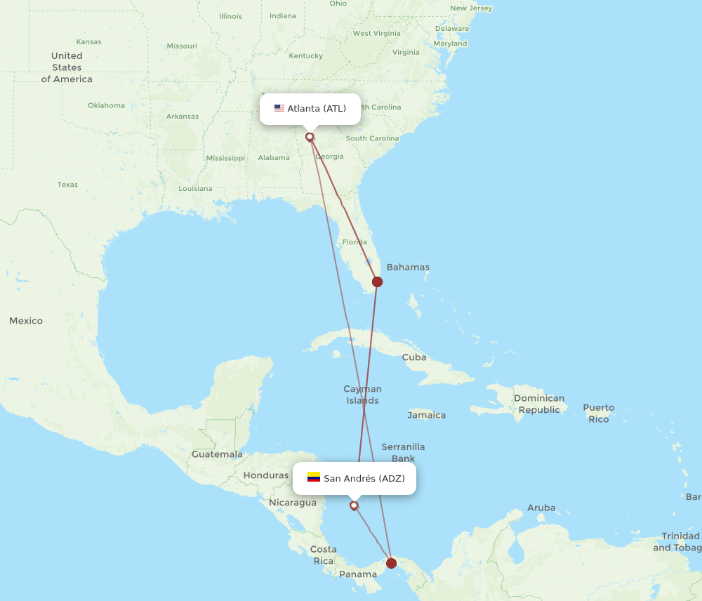 ADZ-ATL flight routes