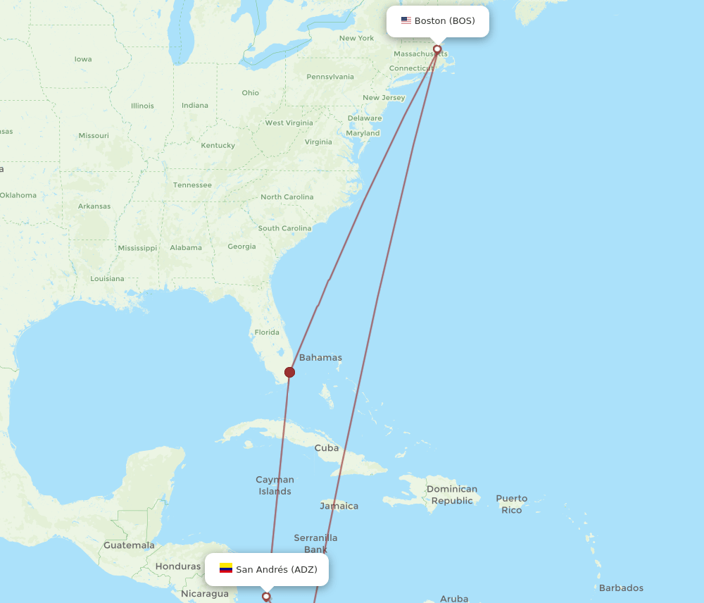 ADZ-BOS flight routes