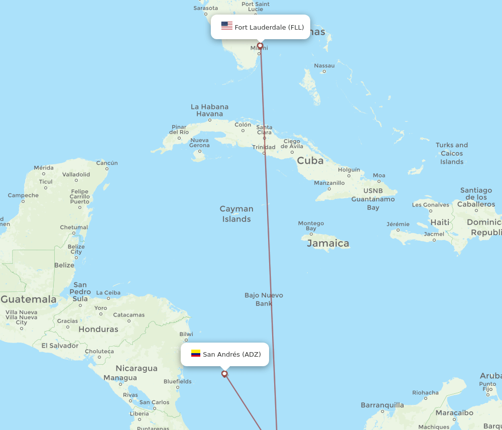 ADZ-FLL flight routes