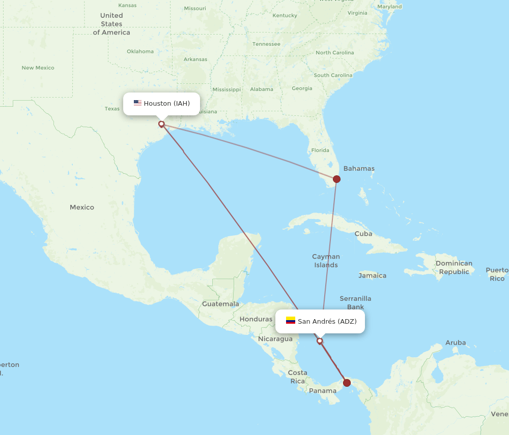 ADZ-IAH flight routes