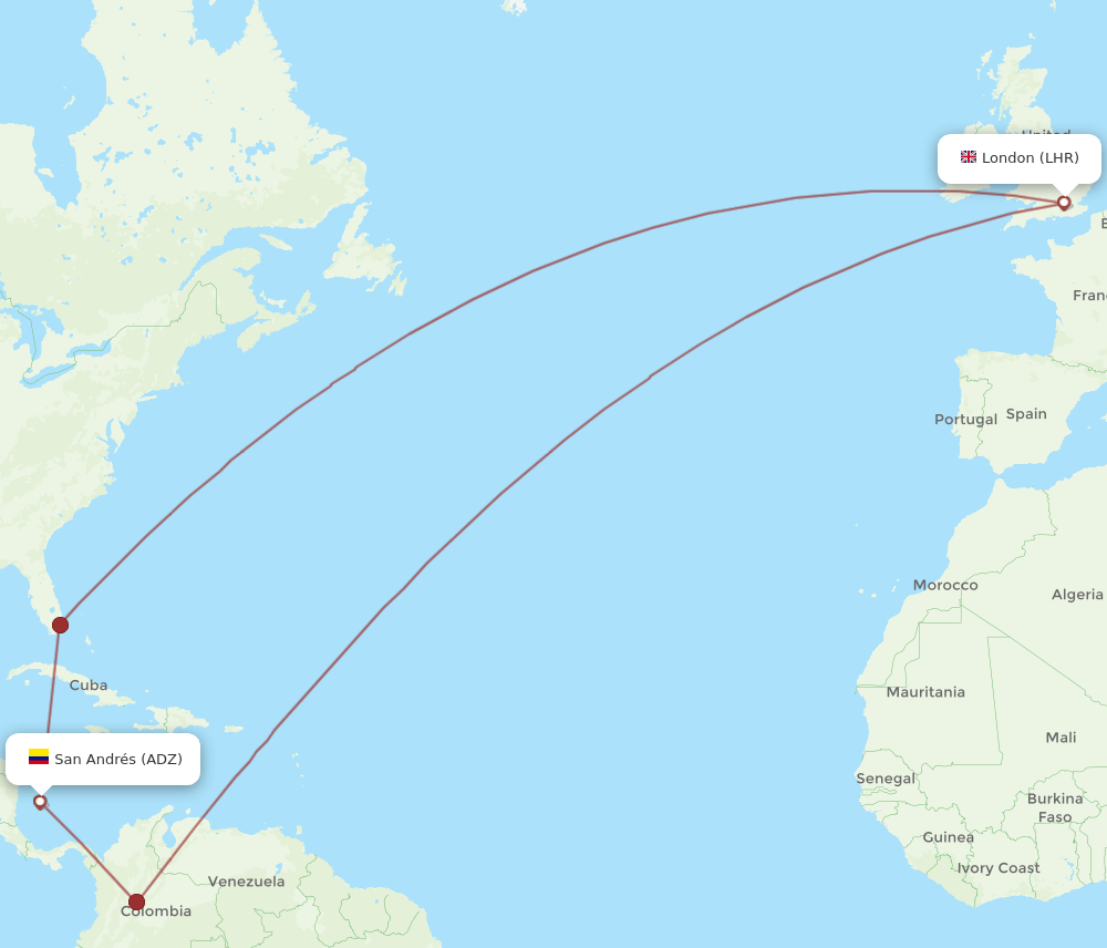 ADZ-LHR flight routes
