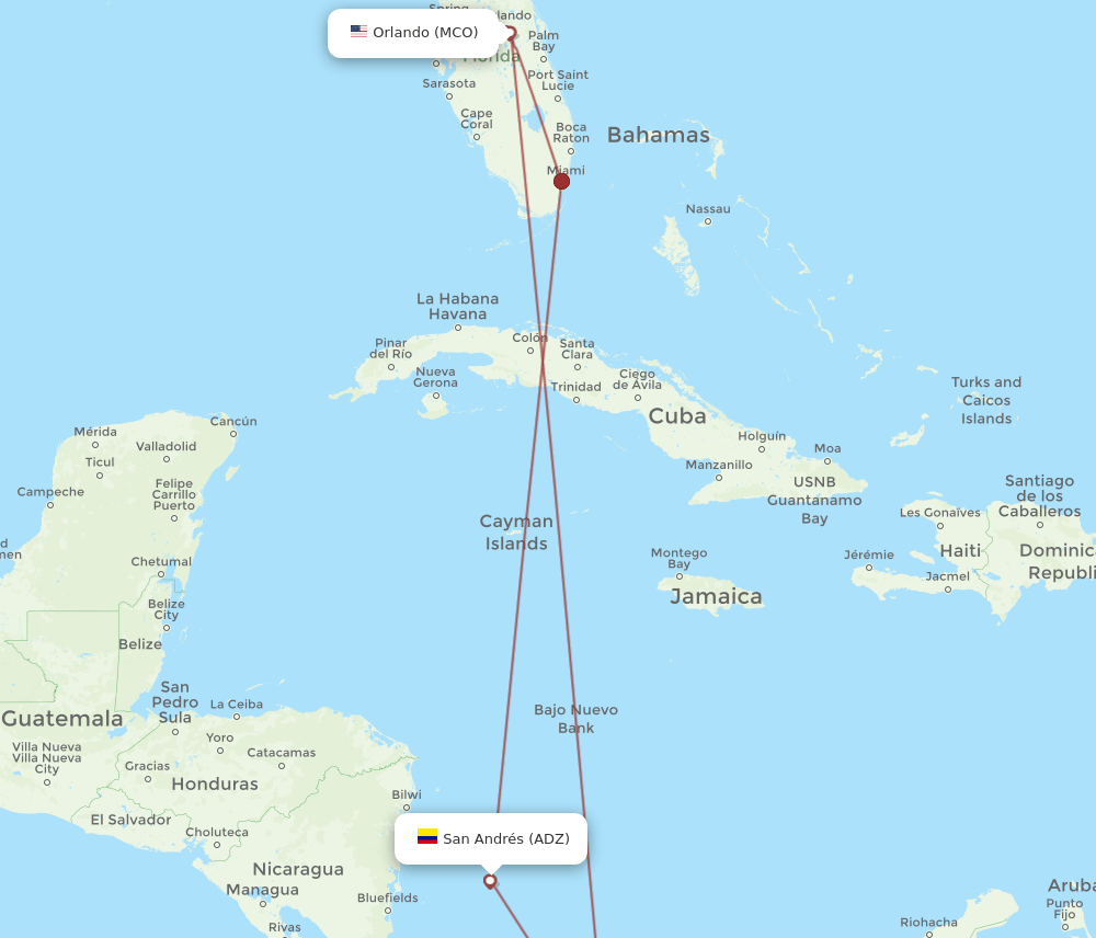 ADZ-MCO flight routes