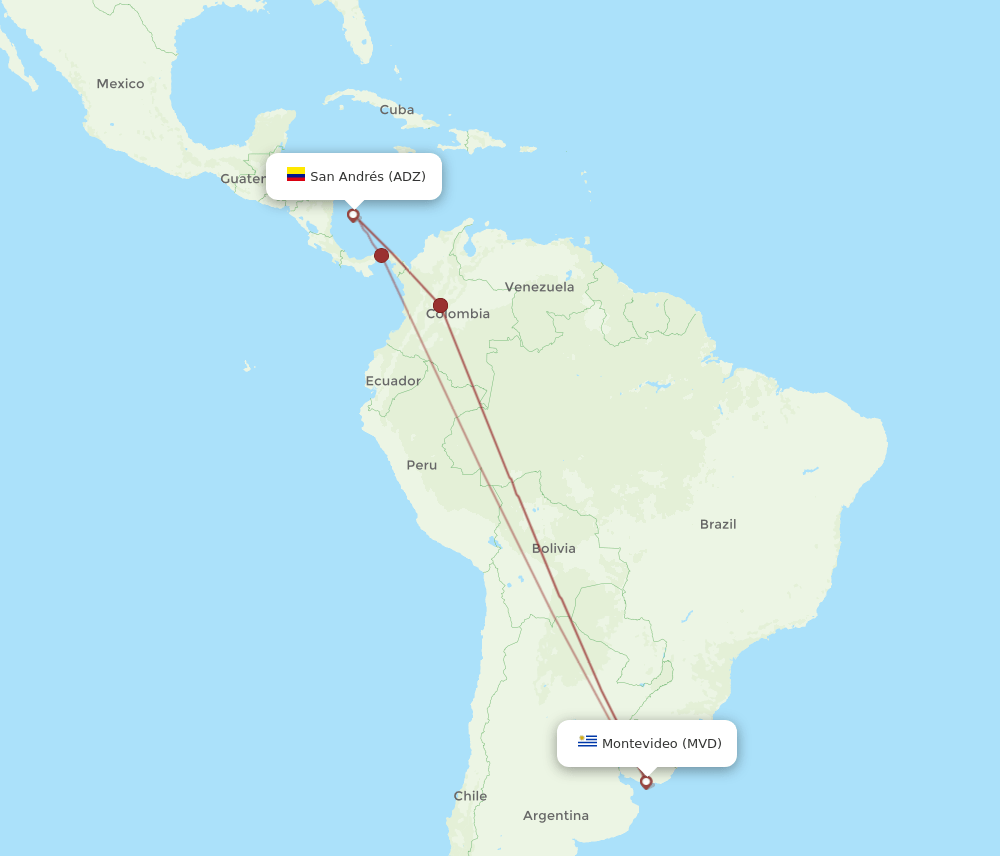 ADZ-MVD flight routes