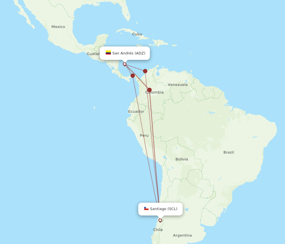 ADZ-SCL flight routes