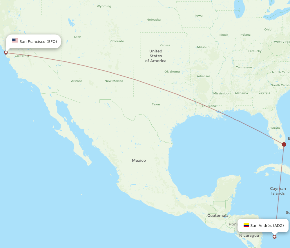 ADZ-SFO flight routes