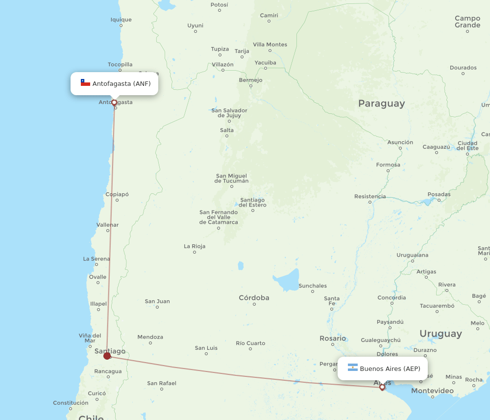AEP to ANF flights and routes map