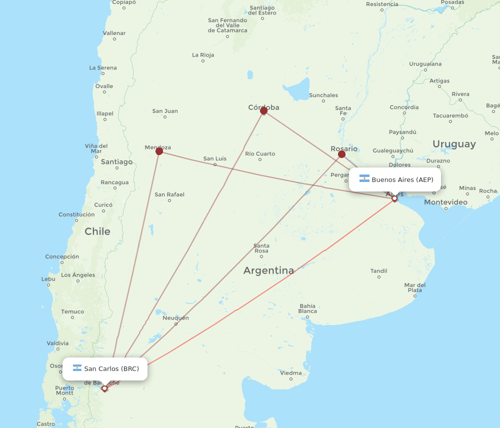 AEP-BRC flight routes