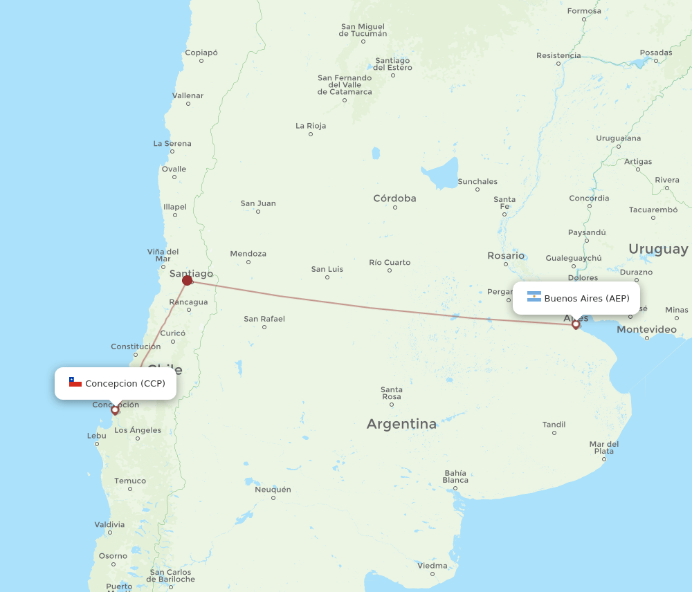 AEP to CCP flights and routes map