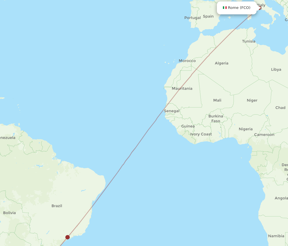 Rome - Buenos Aires route map and flight paths