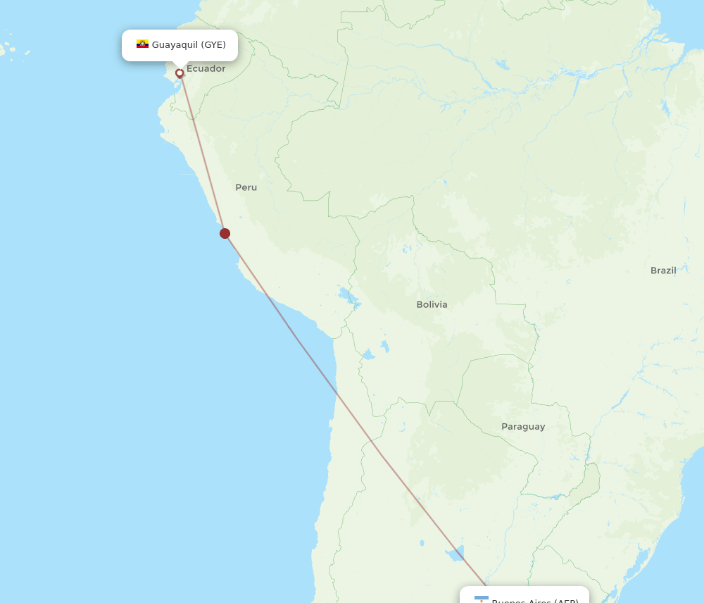 Guayaquil - Buenos Aires route map and flight paths