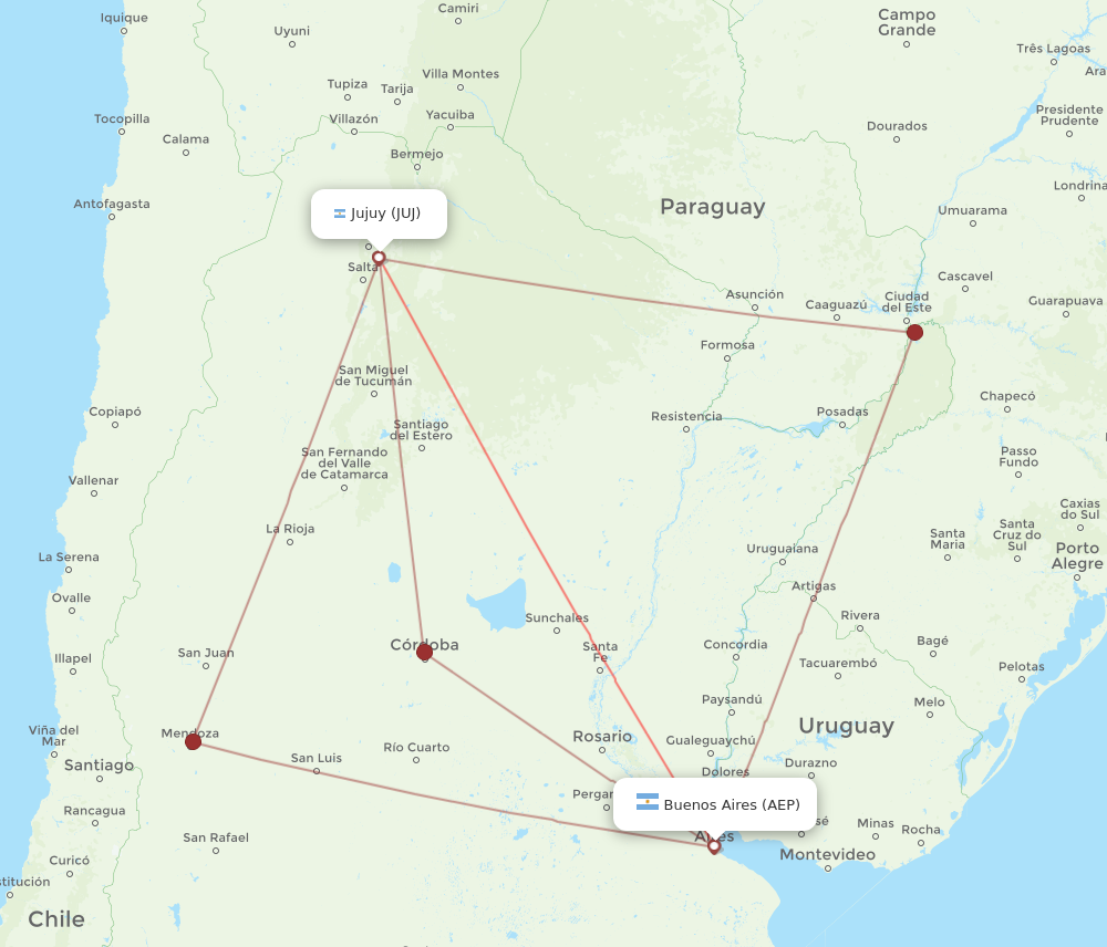 AEP to JUJ flights and routes map