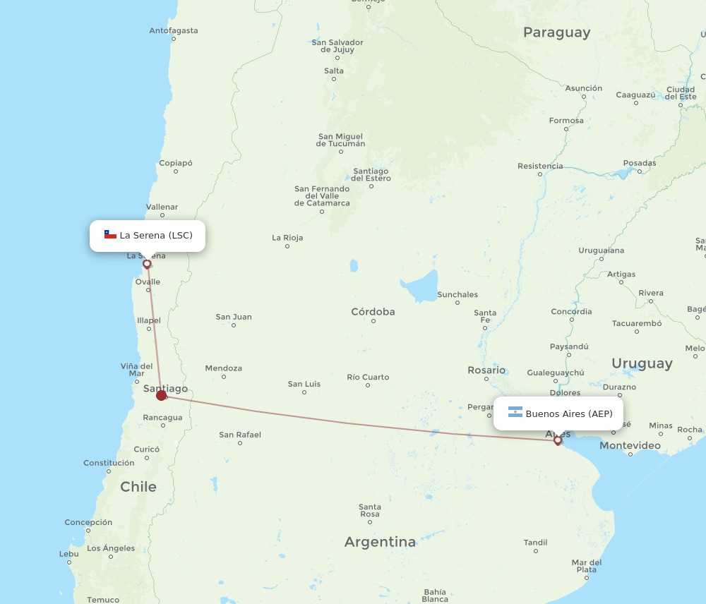 AEP to LSC flights and routes map