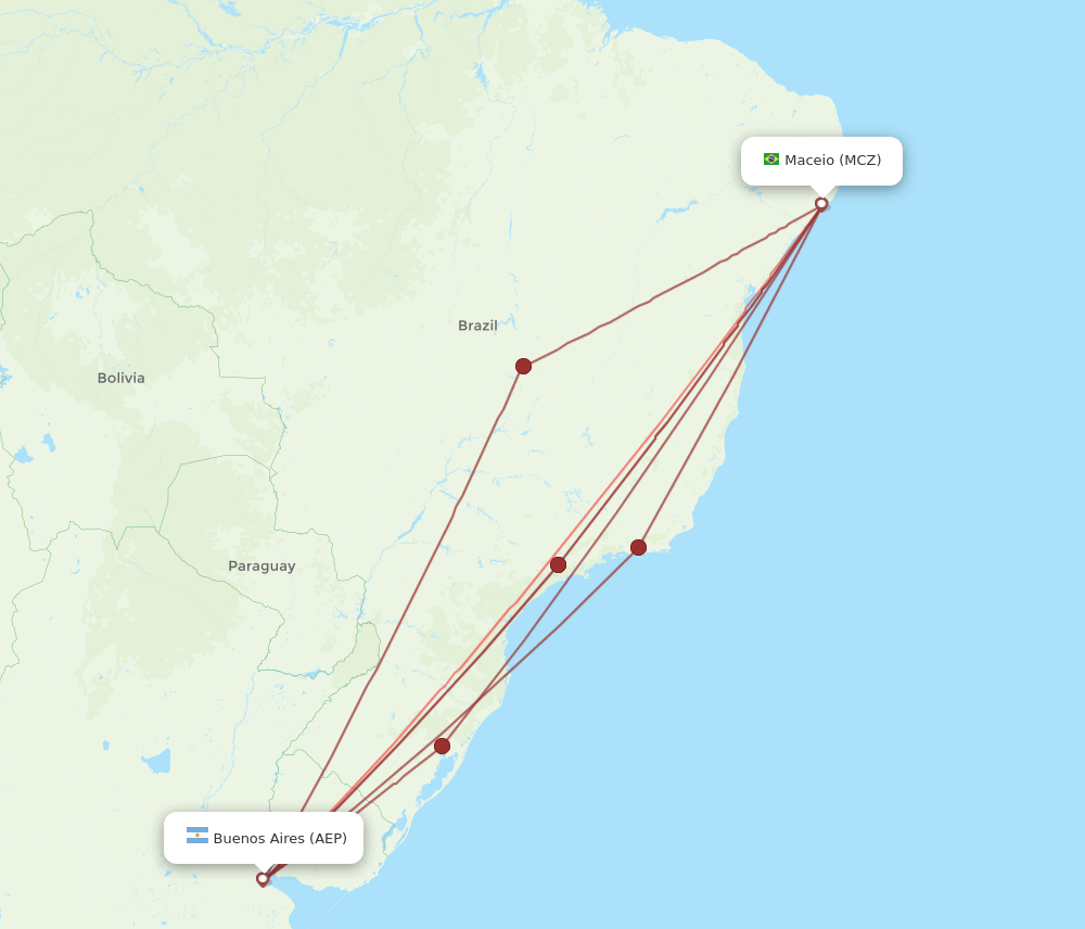 AEP-MCZ flight routes