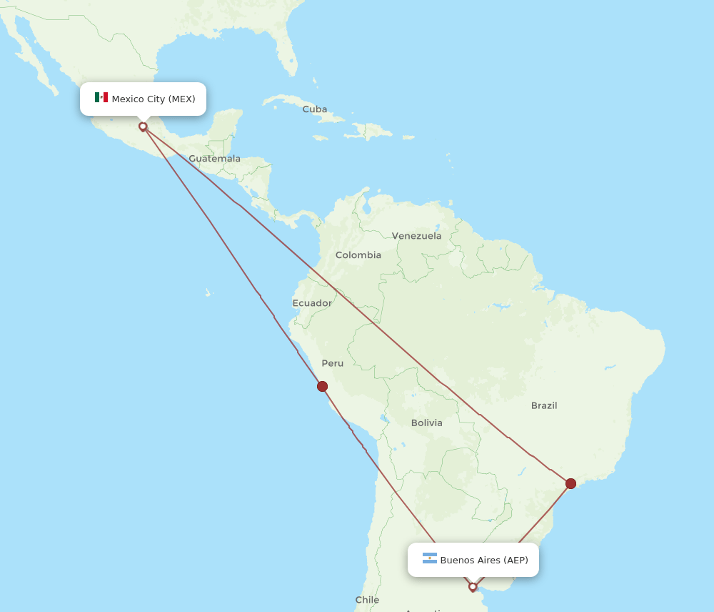 AEP-MEX flight routes