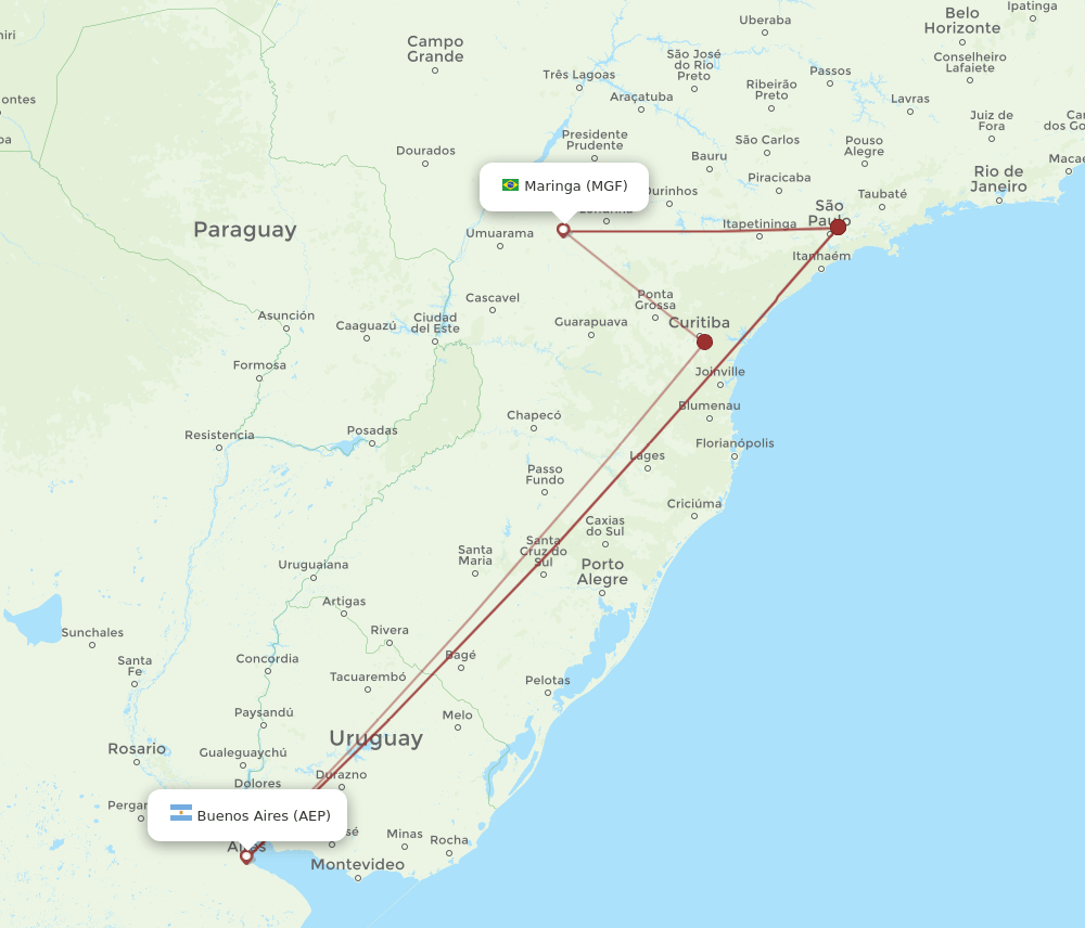 AEP to MGF flights and routes map
