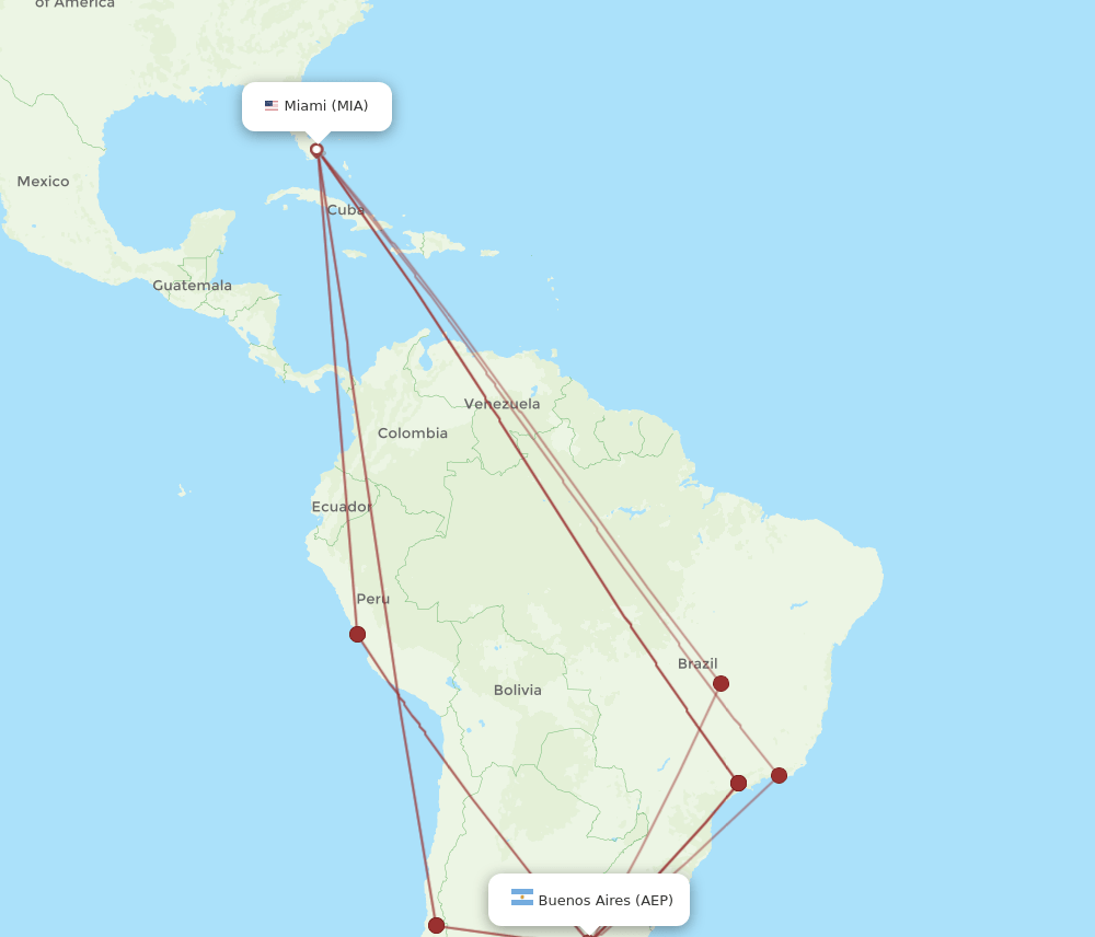 AEP-MIA flight routes