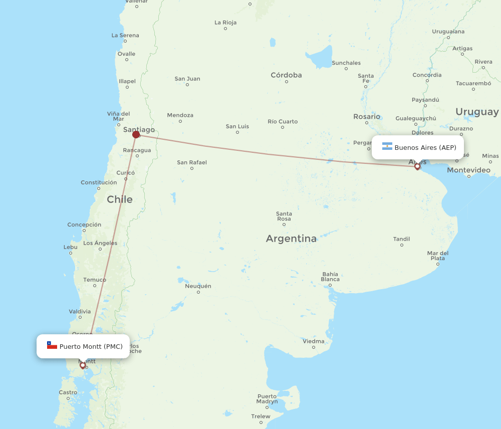 AEP to PMC flights and routes map
