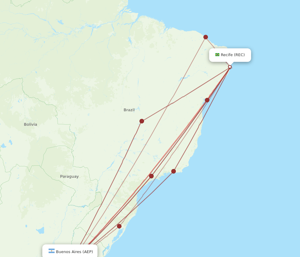 AEP-REC flight routes