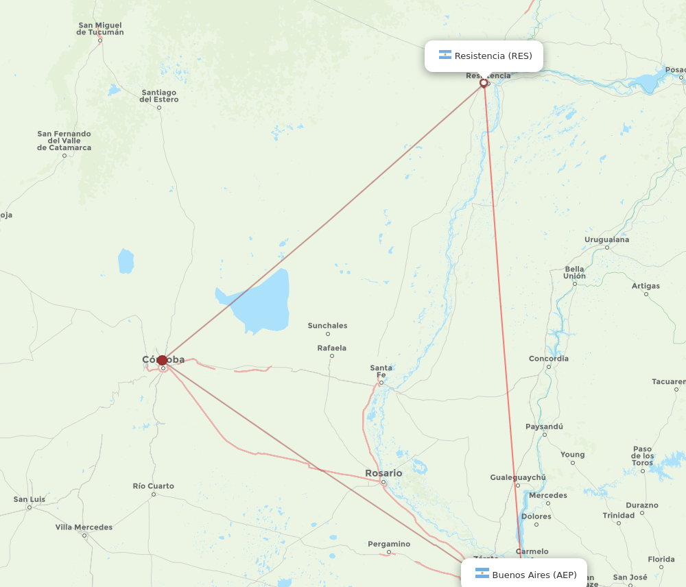 AEP to RES flights and routes map