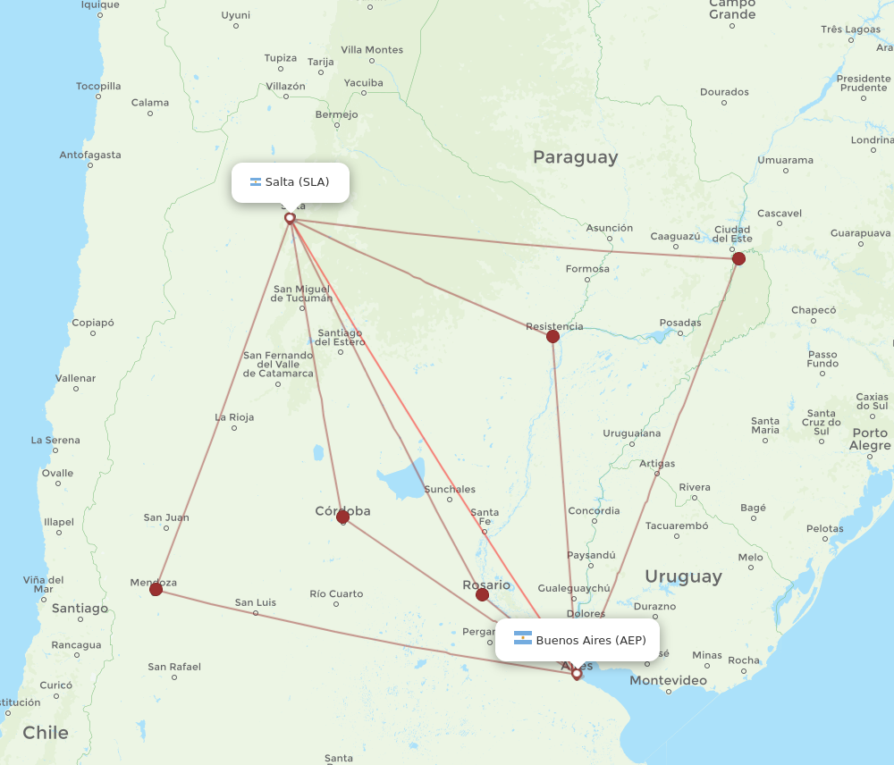 AEP to SLA flights and routes map
