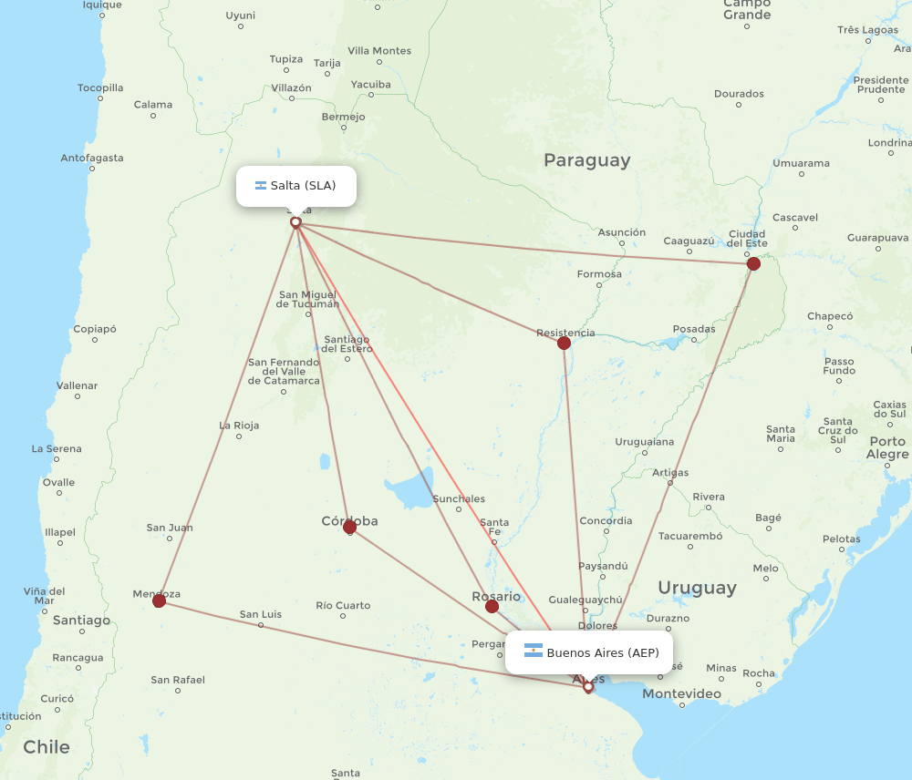 AEP to SLA flights and routes map