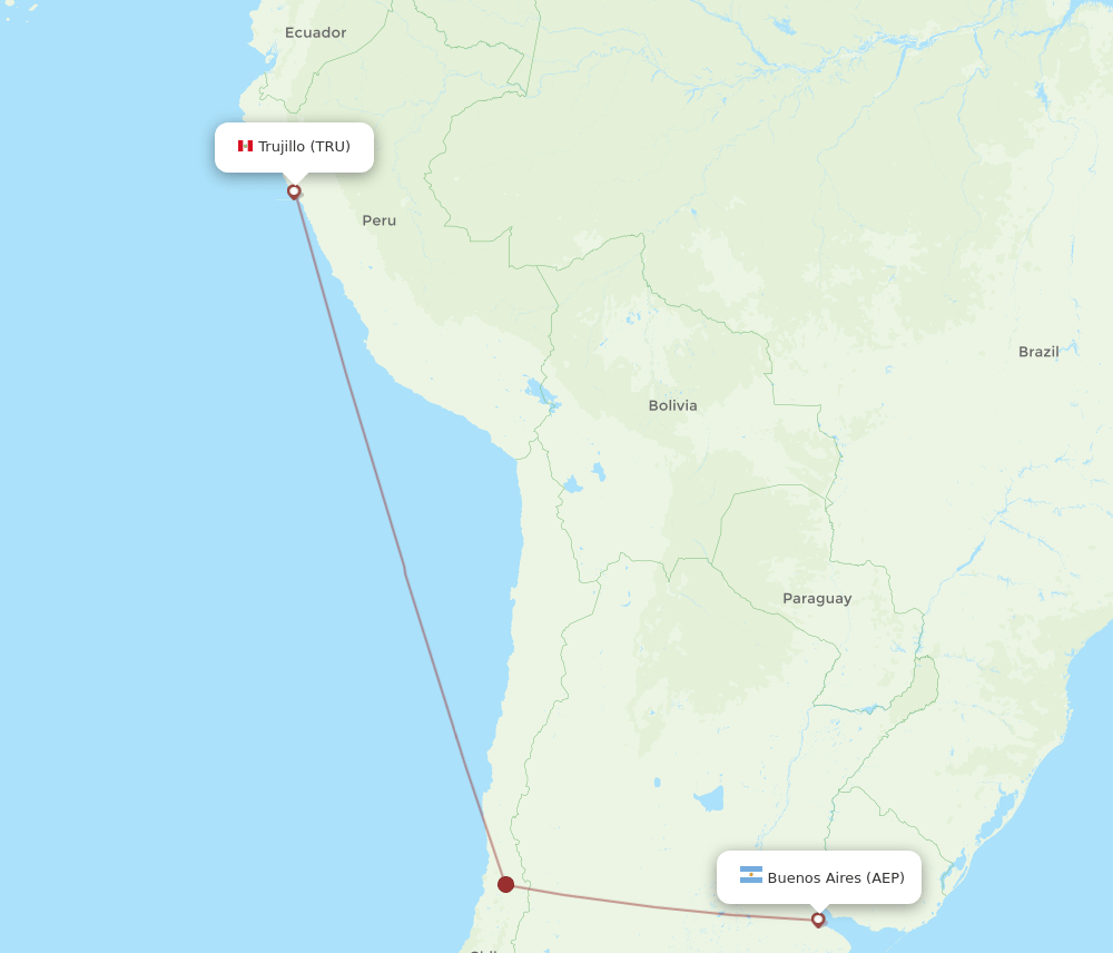 AEP to TRU flights and routes map