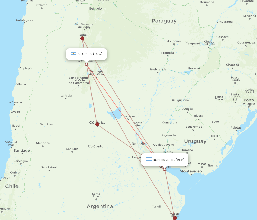 AEP-TUC flight routes