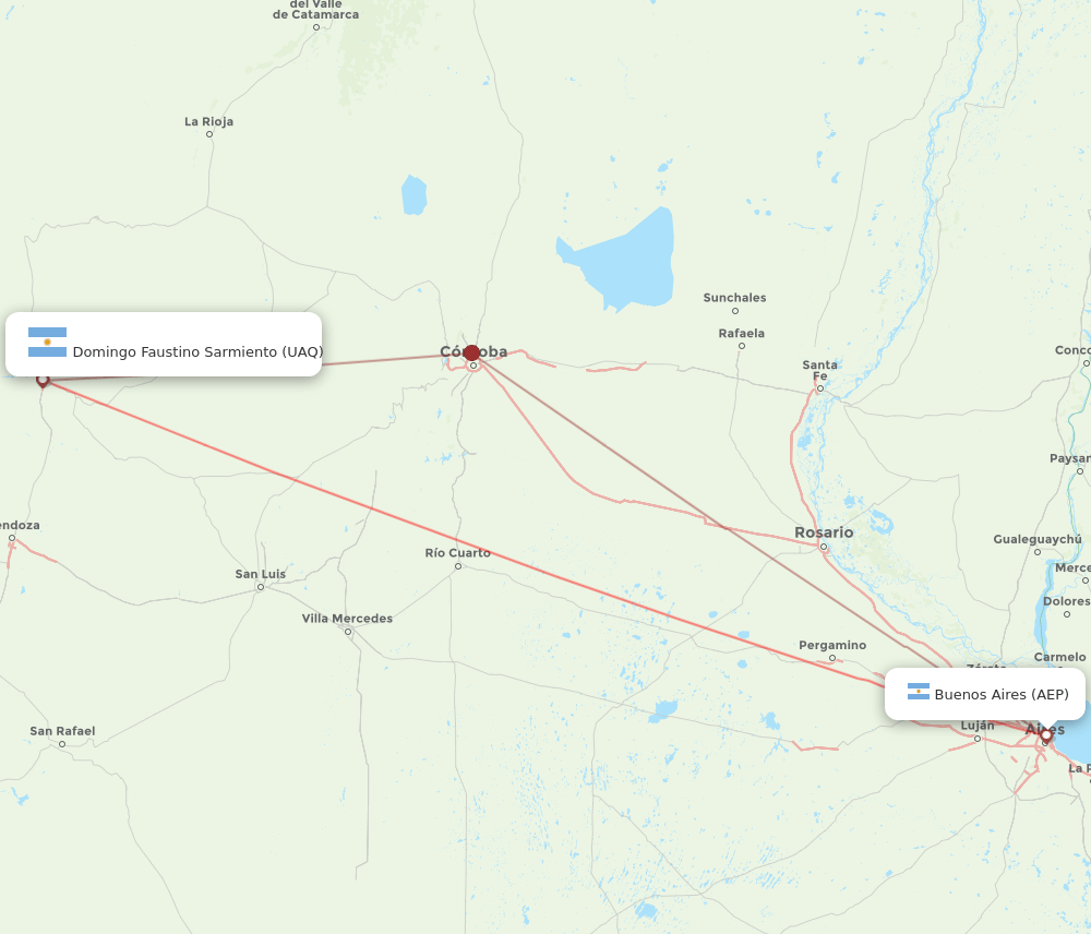 AEP to UAQ flights and routes map