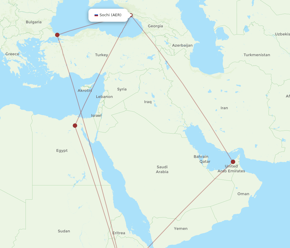 AER to ADD flights and routes map