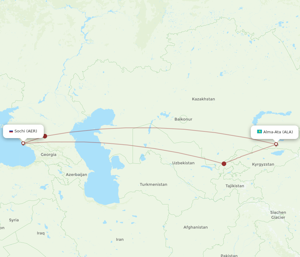 AER to ALA flights and routes map